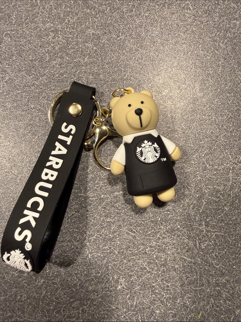 Starbucks Beige Bear Keychain with Black Strap - Picture 2 of 5